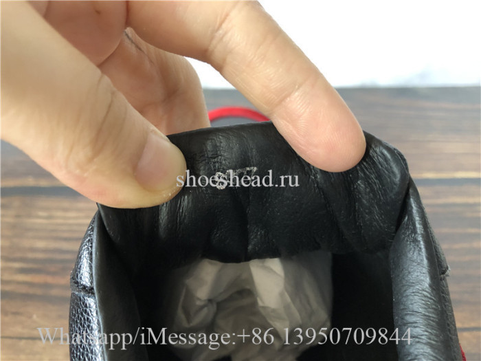 Verace Black Leather Shoes Red Suede