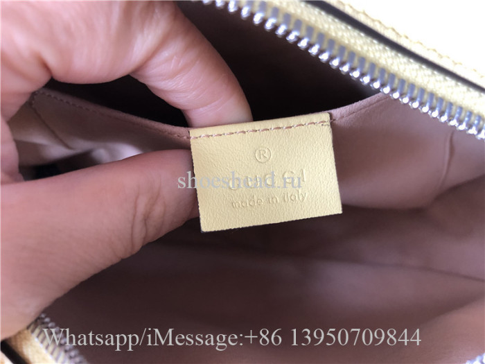 Original Gucci GG Marmont Small Shoulder Bag In Pastel Yellow Leather