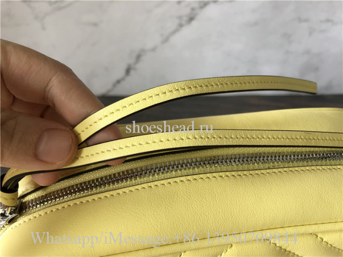 Original Gucci GG Marmont Small Shoulder Bag In Pastel Yellow Leather