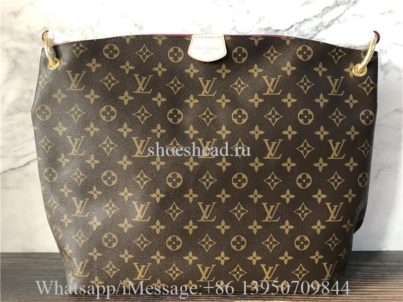 Original Louis Vuitton Graceful MM Ebene Canvas Handbag Peony M43703