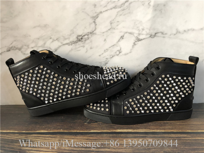 Christian Louboutin Spike Flat High Top Black Stadus