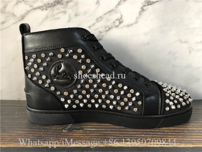 Christian Louboutin Spike Flat High Top Black Stadus