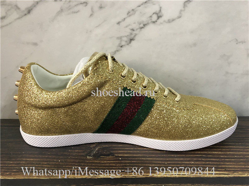 Super Quality Gucci Metallic Gold Glitter Bambi Sneakers
