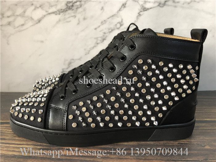 Christian Louboutin Spike Flat High Top Black Stadus