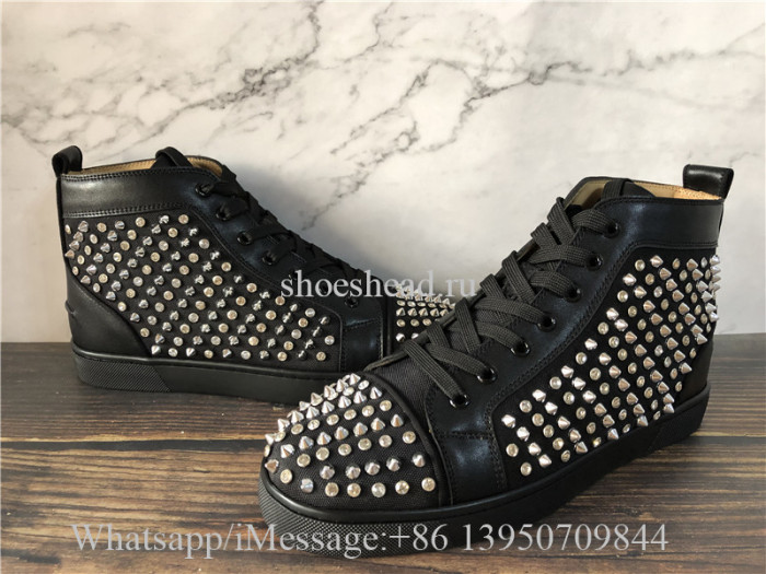 Christian Louboutin Spike Flat High Top Black Stadus