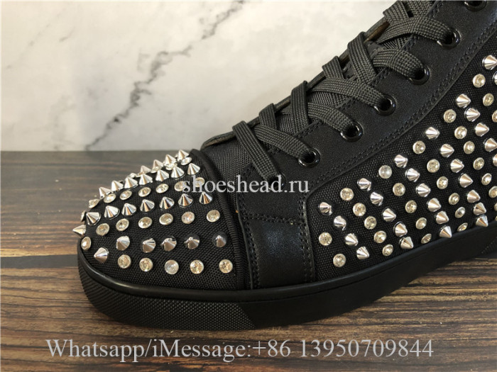 Christian Louboutin Spike Flat High Top Black Stadus