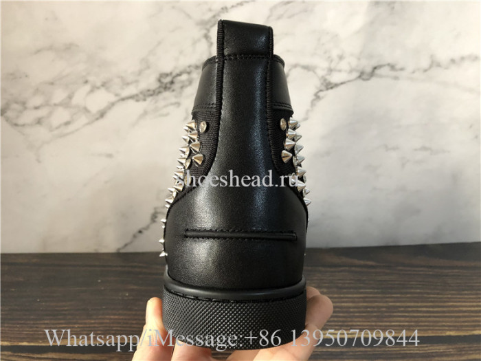 Christian Louboutin Spike Flat High Top Black Stadus