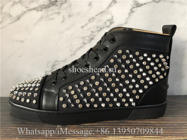 Christian Louboutin Spike Flat High Top Black Stadus
