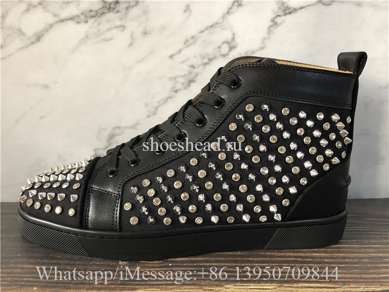 Christian Louboutin Spike Flat High Top Black Stadus