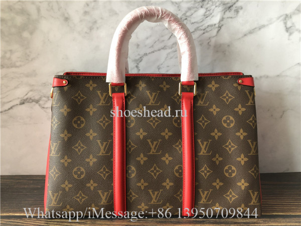 Original Louis Vuitton Soufflot MM Monogram Canvas Leather Bag Cerise M44818