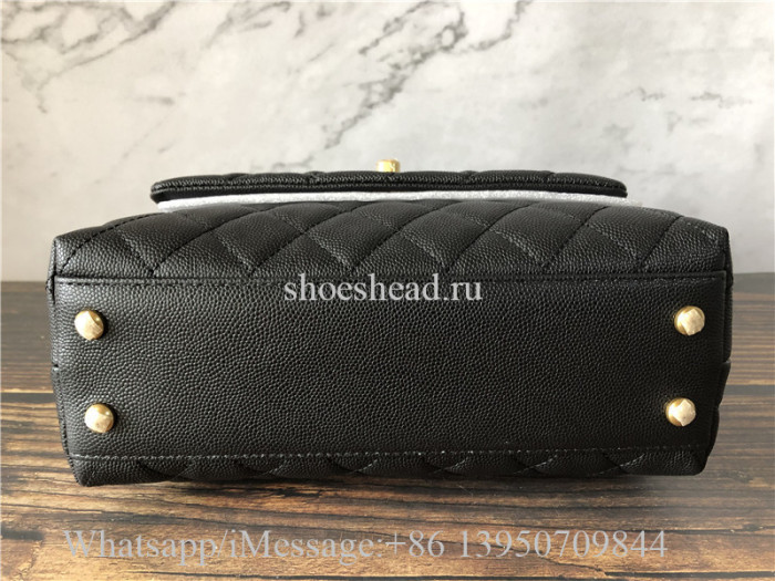Original Chanel Coco Top Handle Bag Quilted Caviar With Snakeskin