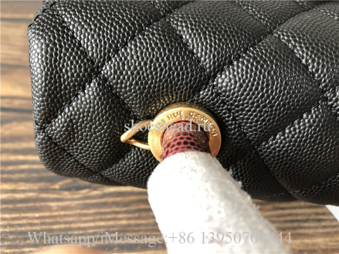Original Chanel Coco Top Handle Bag Quilted Caviar With Snakeskin