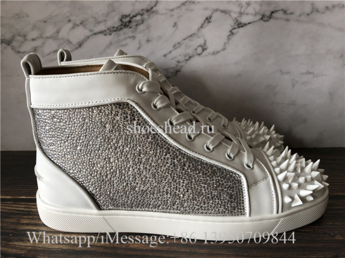 Christian Louboutin Spike Flat High Top Sneaker Diamond
