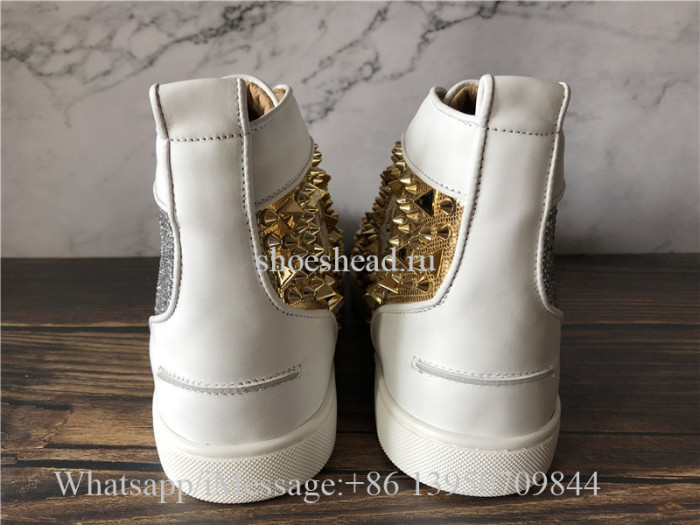 Christian Louboutin Spike Flat High Top Sneaker Diamond