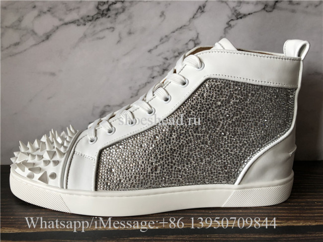 Christian Louboutin Spike Flat High Top Sneaker Diamond