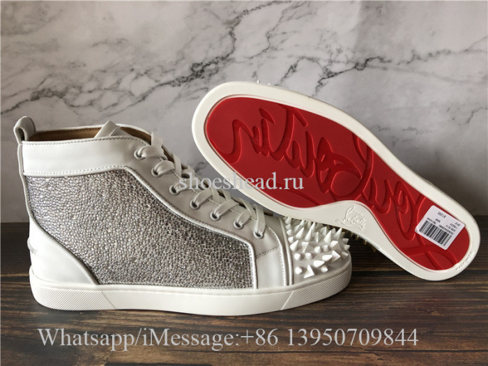Christian Louboutin Spike Flat High Top Sneaker Diamond