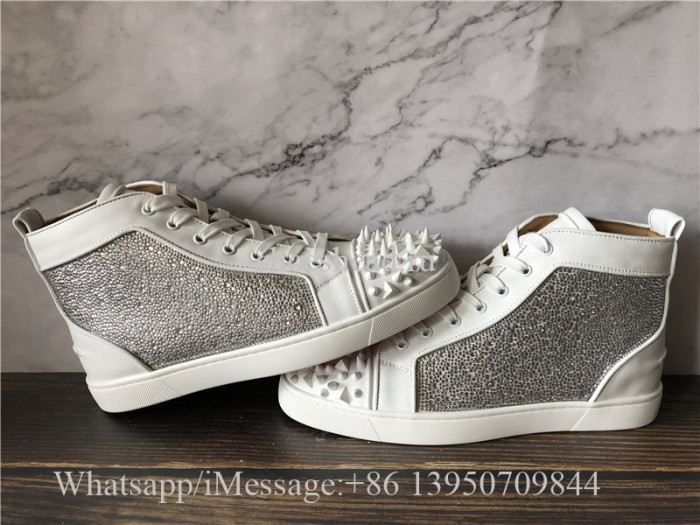 Christian Louboutin Spike Flat High Top Sneaker Diamond