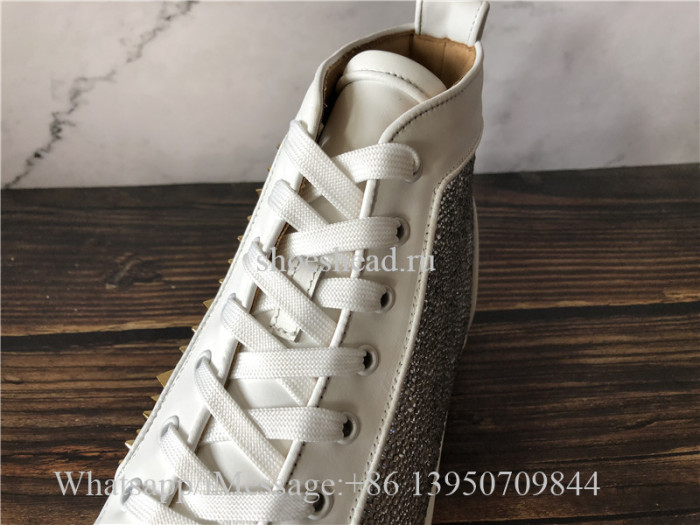 Christian Louboutin Spike Flat High Top Sneaker Diamond