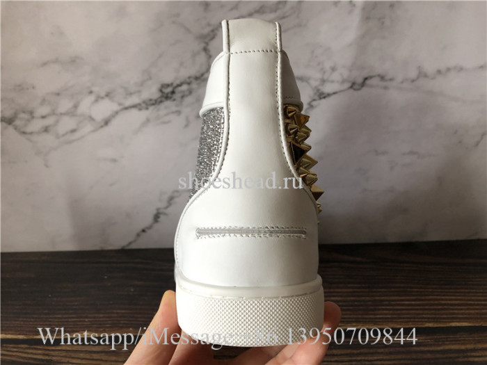 Christian Louboutin Spike Flat High Top Sneaker Diamond