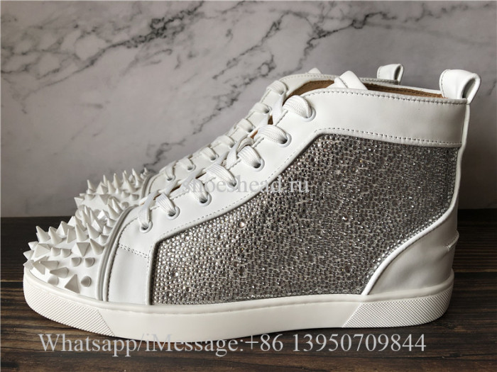Christian Louboutin Spike Flat High Top Sneaker Diamond