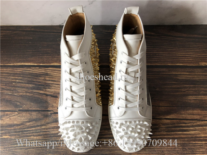 Christian Louboutin Spike Flat High Top Sneaker Diamond