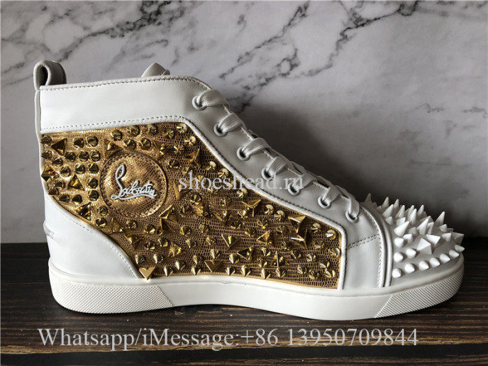 Christian Louboutin Spike Flat High Top Sneaker Diamond