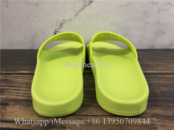 Balenciaga Lemon Green Slide With Balenciag Black Logo