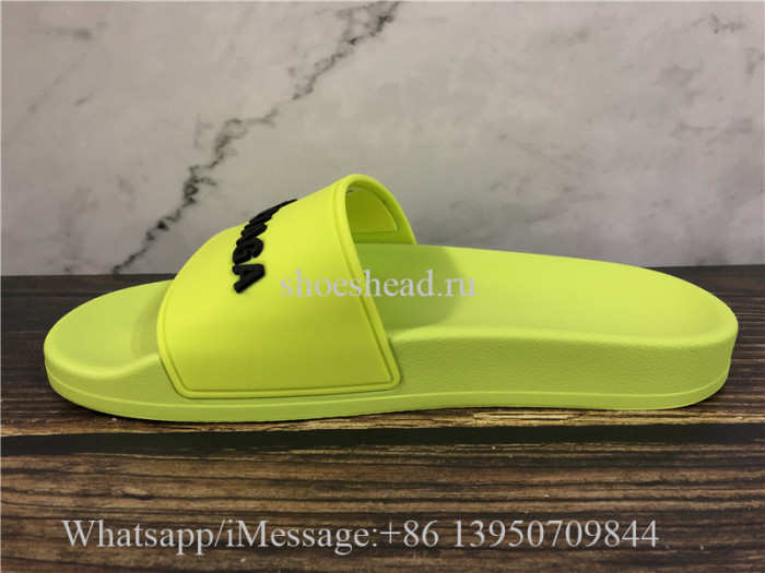 Balenciaga Lemon Green Slide With Balenciag Black Logo