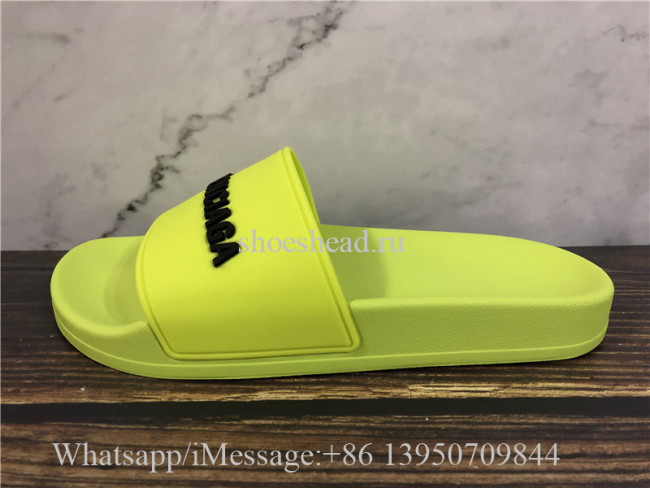 Balenciaga Lemon Green Slide With Balenciag Black Logo