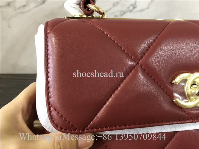 Original Chanel Lambskin Red Small Flap Bag With Top Handle