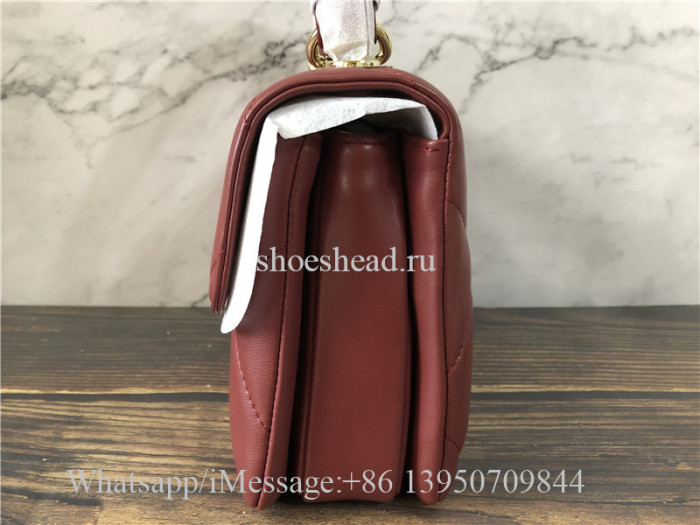 Original Chanel Lambskin Red Small Flap Bag With Top Handle