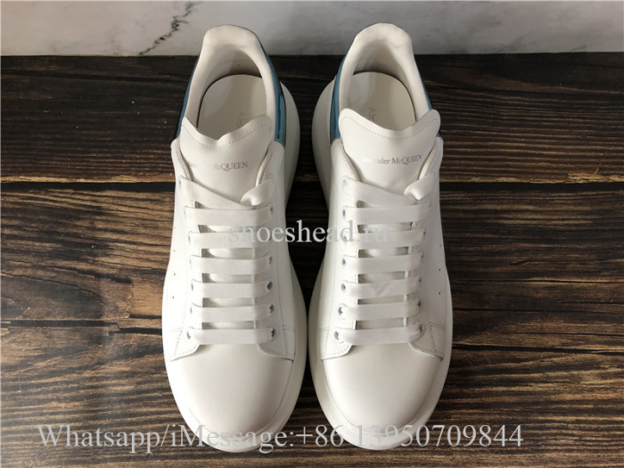 Super Quality Alexander McQueen Oversized Leather Platform Sneaker White Ballroom Blue