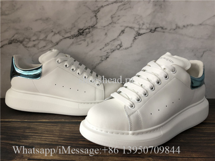 Super Quality Alexander McQueen Oversized Leather Platform Sneaker White Ballroom Blue