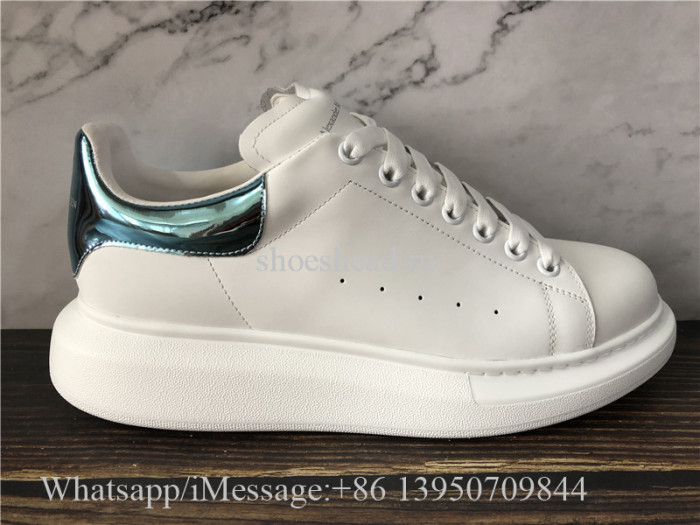 Super Quality Alexander McQueen Oversized Leather Platform Sneaker White Ballroom Blue