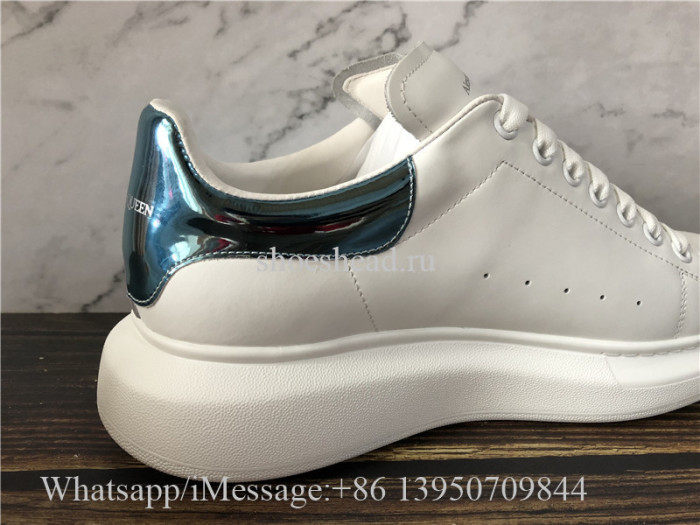 Super Quality Alexander McQueen Oversized Leather Platform Sneaker White Ballroom Blue
