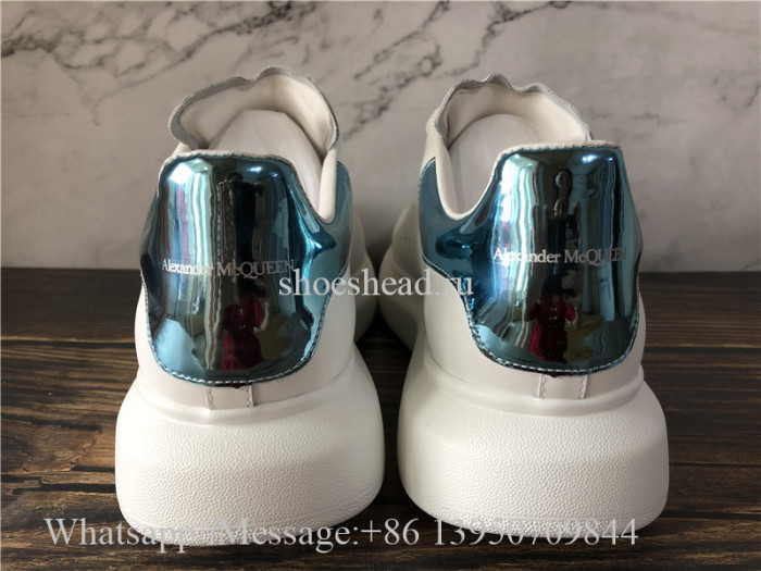 Super Quality Alexander McQueen Oversized Leather Platform Sneaker White Ballroom Blue