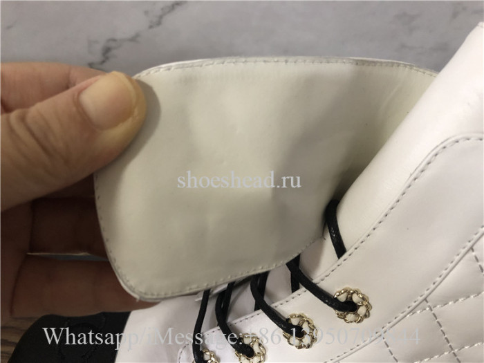 Chanel Lace-UPS Lambskin & Calfskin Ivory Black Boots