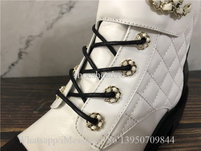 Chanel Lace-UPS Lambskin & Calfskin Ivory Black Boots