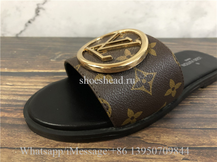 Louis Vuitton Monogram Lock It Flat Mule Slide