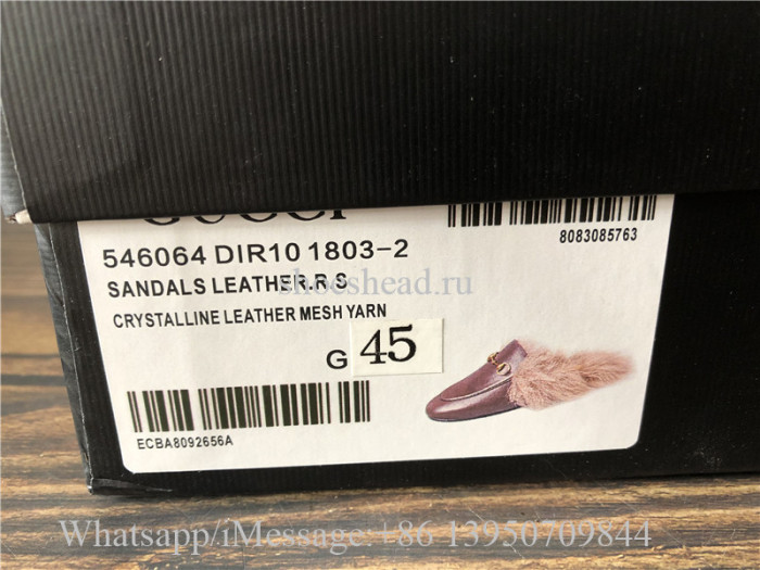 Gucci Princetown Fur Lined Brown Slipper Loafer Slides