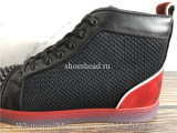 Christian Louboutin Spike Flat High Top Sneaker Black Red