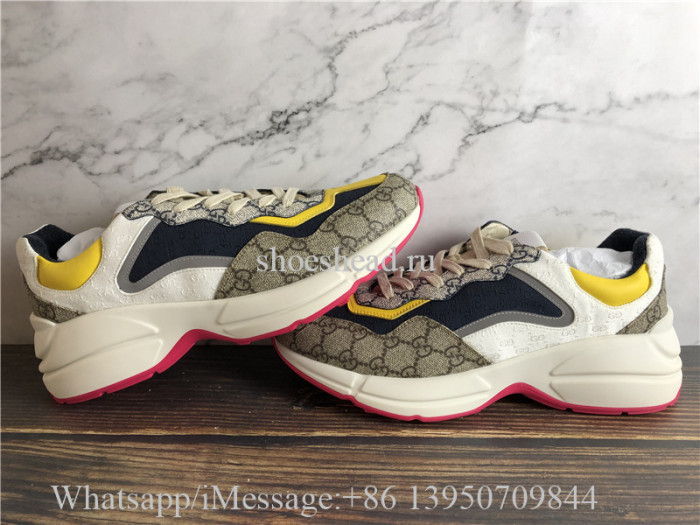 Super Quality Gucci GG Rhyton Vintage Beige Ebony Sneaker