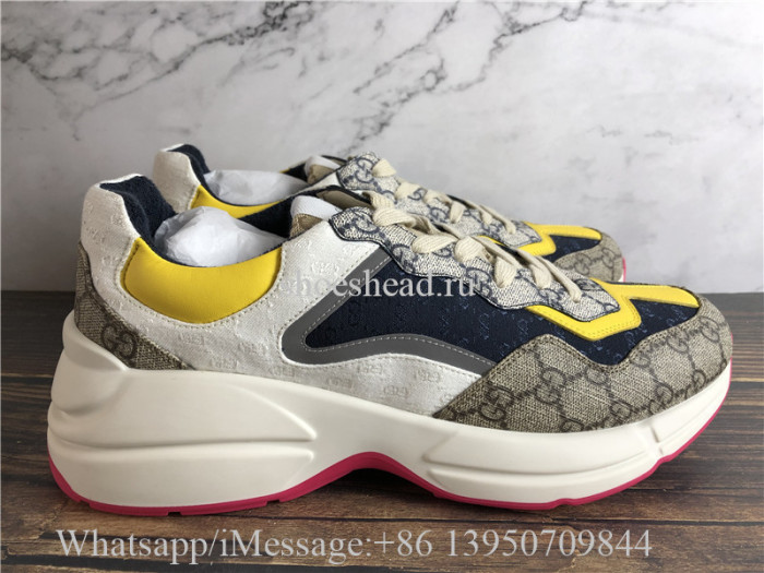 Super Quality Gucci GG Rhyton Vintage Beige Ebony Sneaker