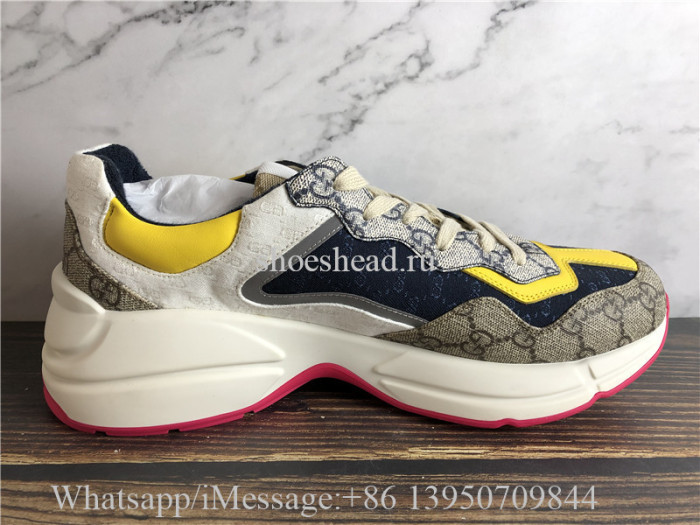 Super Quality Gucci GG Rhyton Vintage Beige Ebony Sneaker