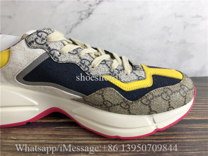 Super Quality Gucci GG Rhyton Vintage Beige Ebony Sneaker