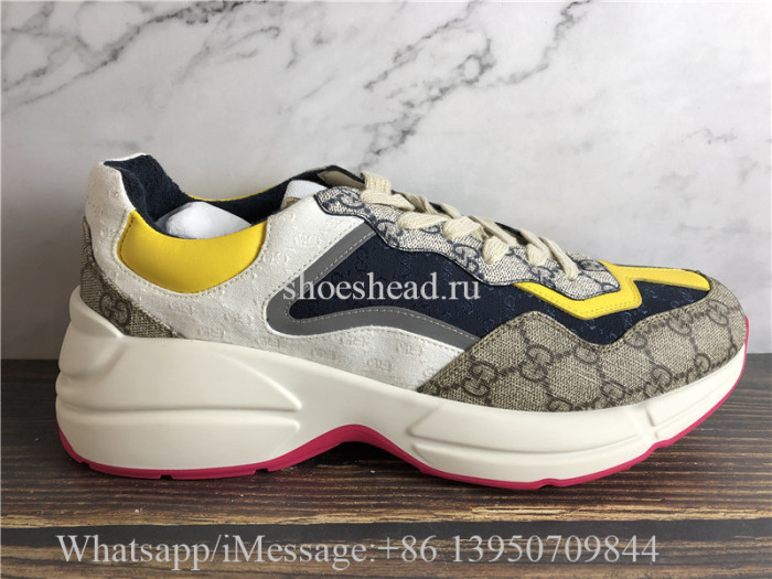 Super Quality Gucci GG Rhyton Vintage Beige Ebony Sneaker