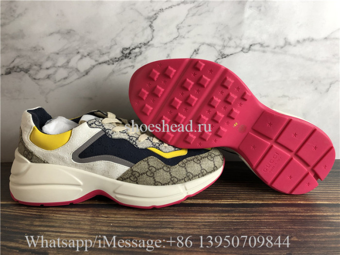 Super Quality Gucci GG Rhyton Vintage Beige Ebony Sneaker