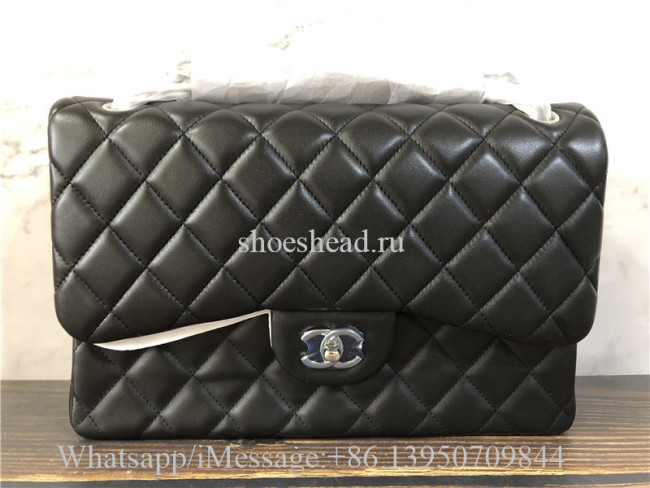 Original Quality Chanel Black Leather Shoulder Bag 30cm With Silver Logo