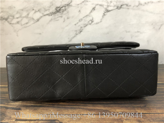 Original Quality Chanel Black Leather Shoulder Bag 30cm With Silver Logo
