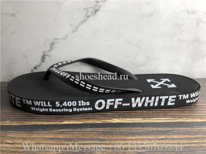Off White Black Flip Flop Slide Sandals